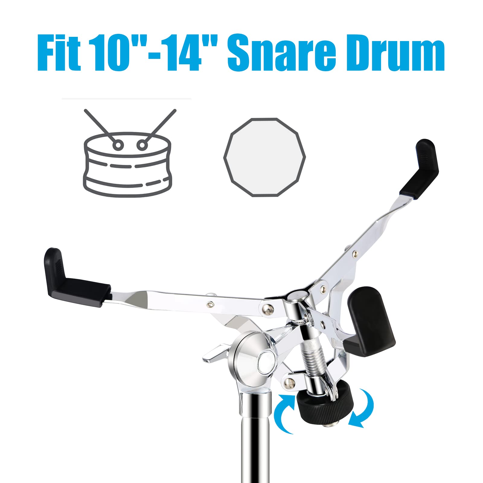 Eastrock Snare Drum Stand Adjustable With Drum Bracket Double Braced, Fit 10 14 Inches Dia Snare Drum Base Height Adjust From 14