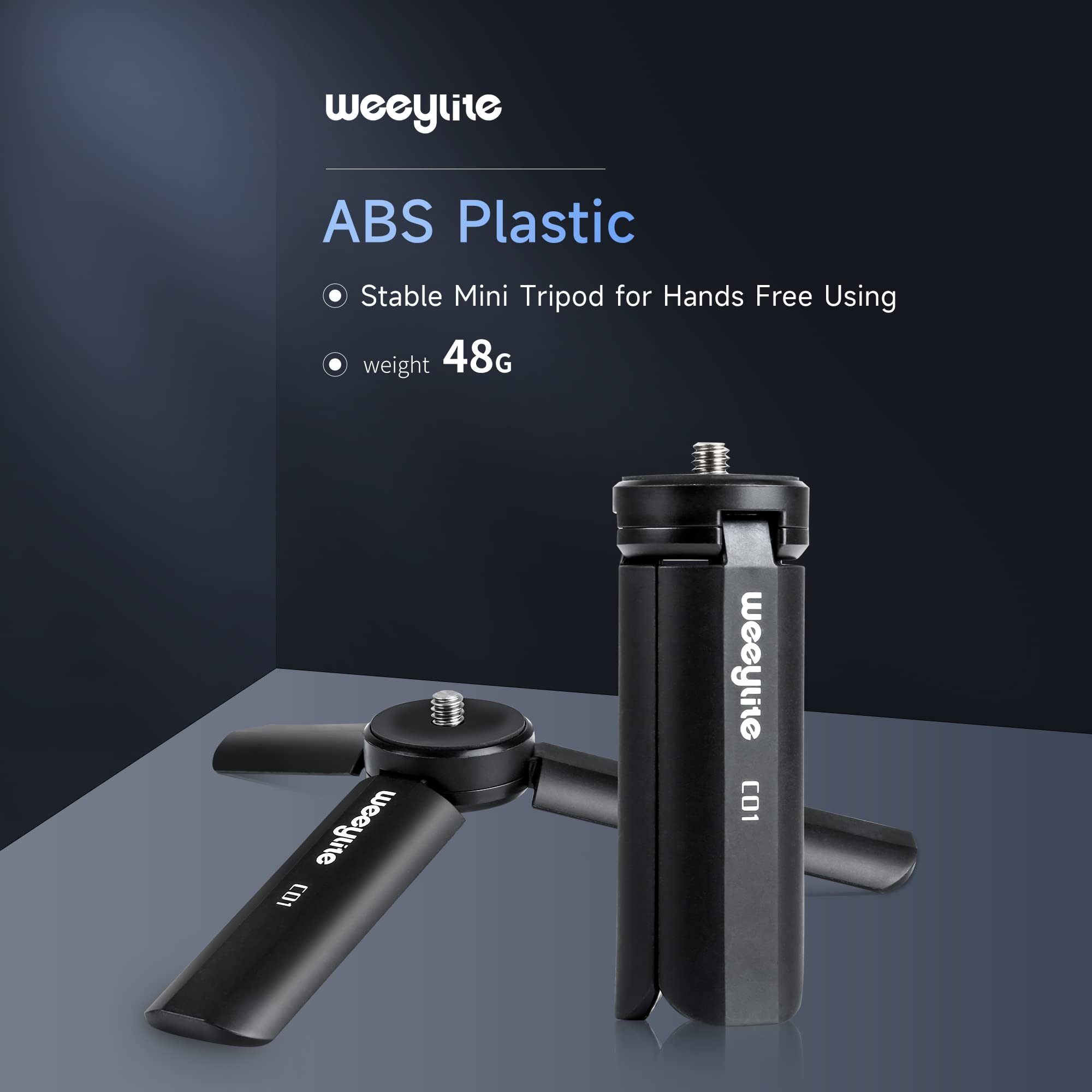 1/4 Mini Tripod, Tabletop Desktop Stand Compact Tripod With 1/4'' Screw For Weeylite K21 Stick Light, S03/S05 Pocket Photo Light