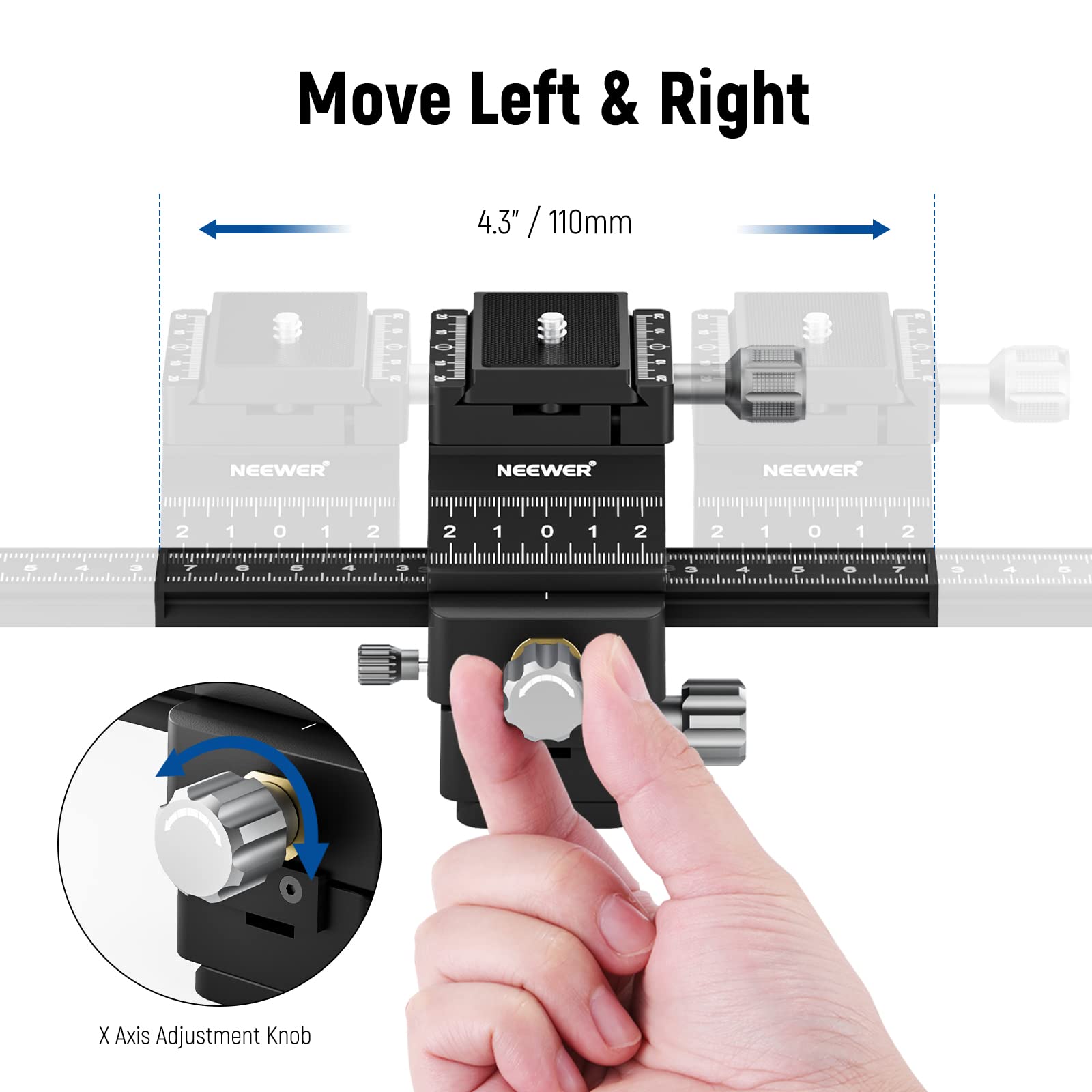 Neewer 4 Way Macro Focusing Rail Slider With Quick Release Plate, 1/4    20 Thread For Macro Photography And Close Up Shooting,
