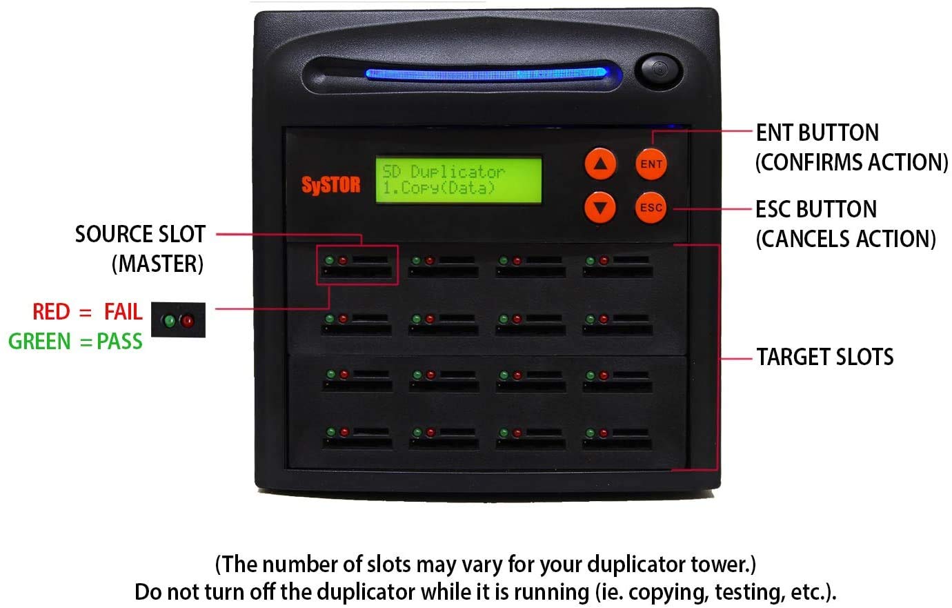Systor 1:15 Sd/Microsd Card Duplicator   2Gb/Min   Standalone Multiple Flash Memory Copier & Eraser/Sanitizer, Speeds Up To 33Mb