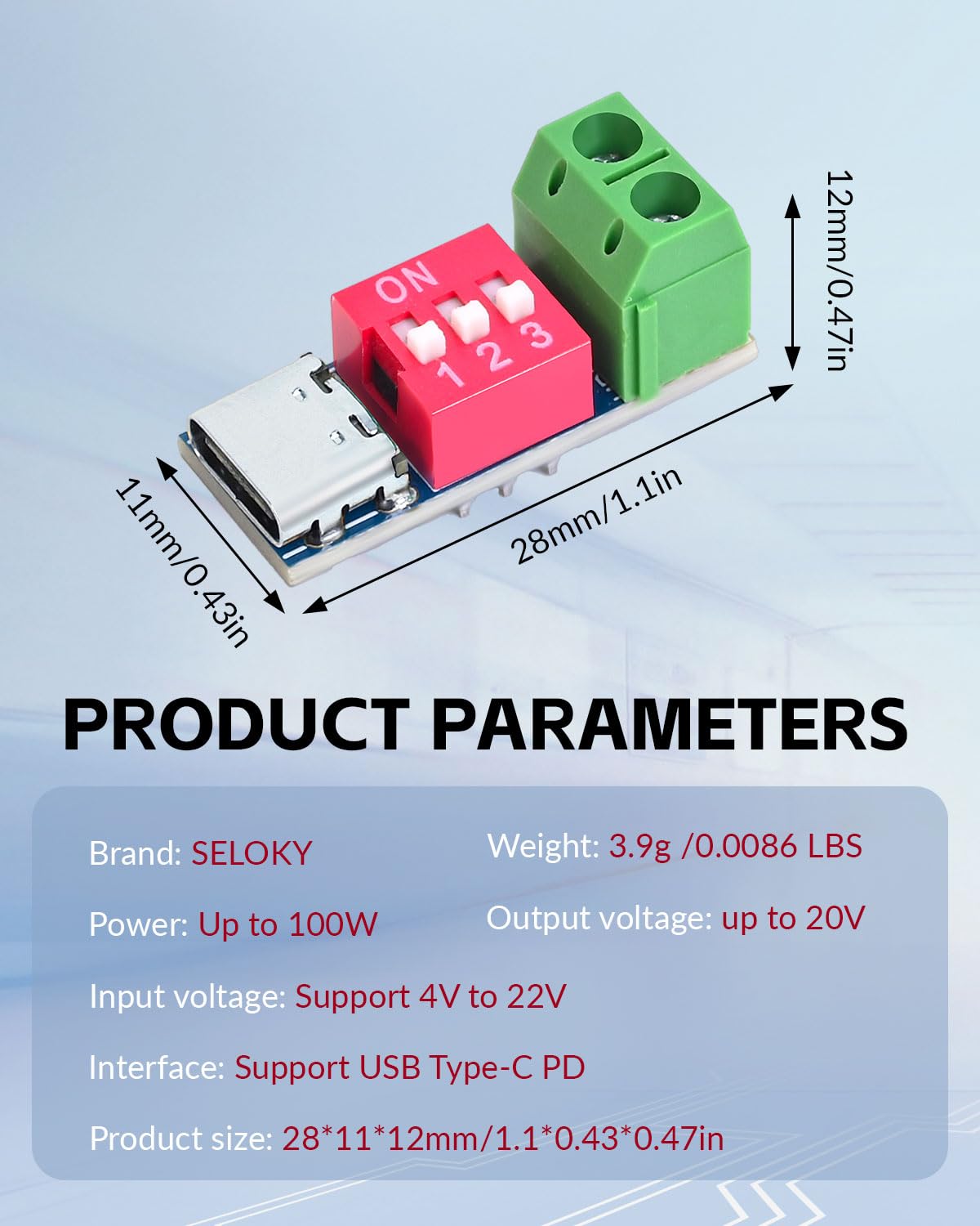 Seloky Usb C Pd Trigger Module, Pd/Qc Fast Charge Decoy Board, Usb Type C To 5V/9V/12V/20V High Speed Charging Power Delivery Bo