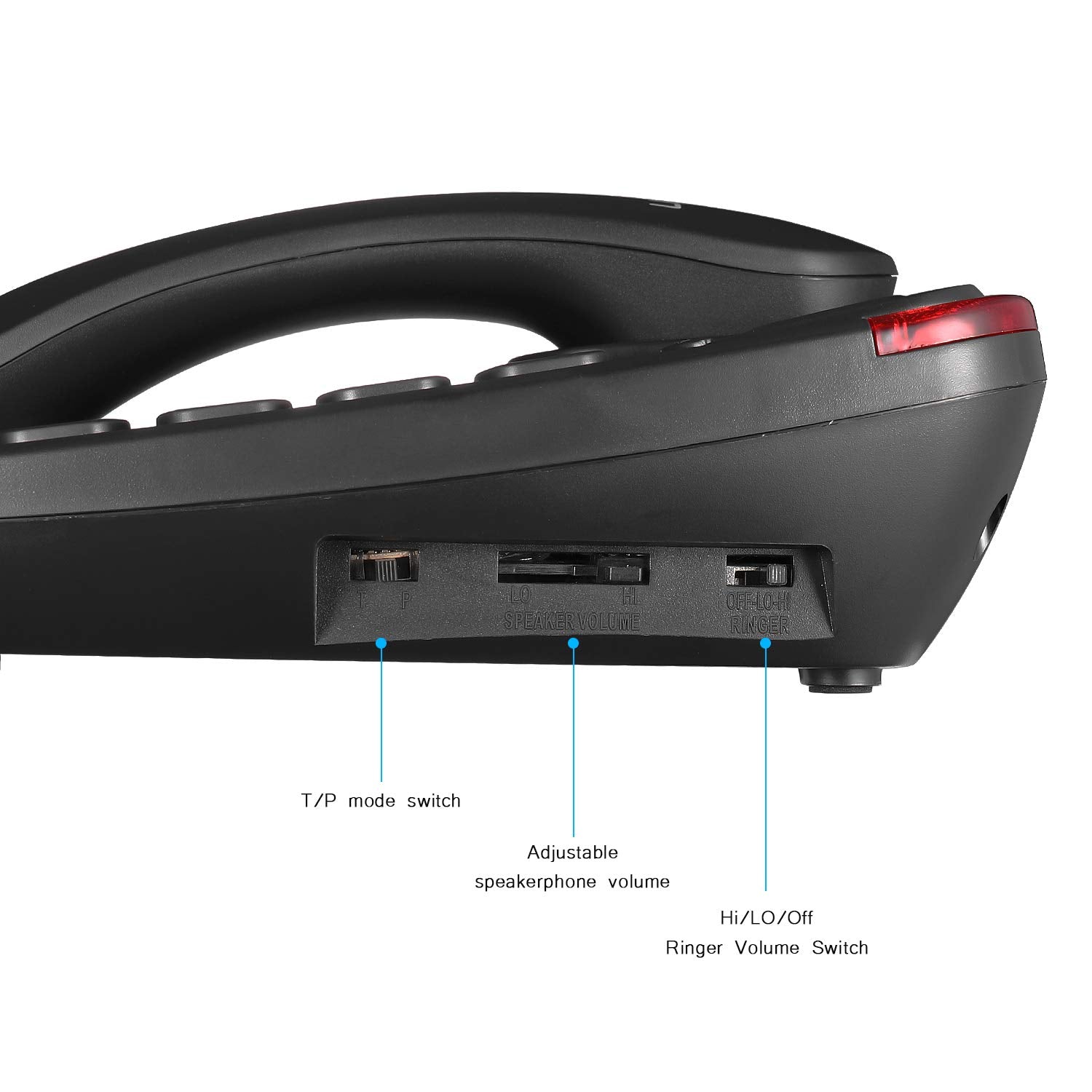 Ornin S016+ Big Button Corded Telephone With Speaker, Desk Phone (Black)