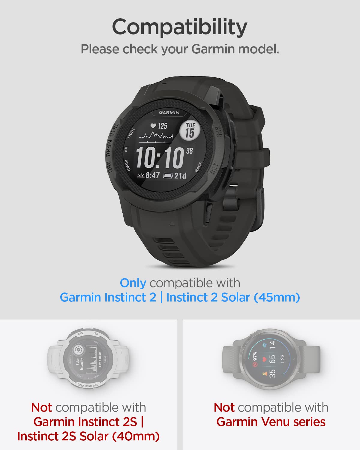 Spigen Tempered Glass Screen Protector [Glastr Ez Fit] Designed For Garmin Instinct 2 (45Mm) / Instinct 2 Solar (45Mm)   2Pack