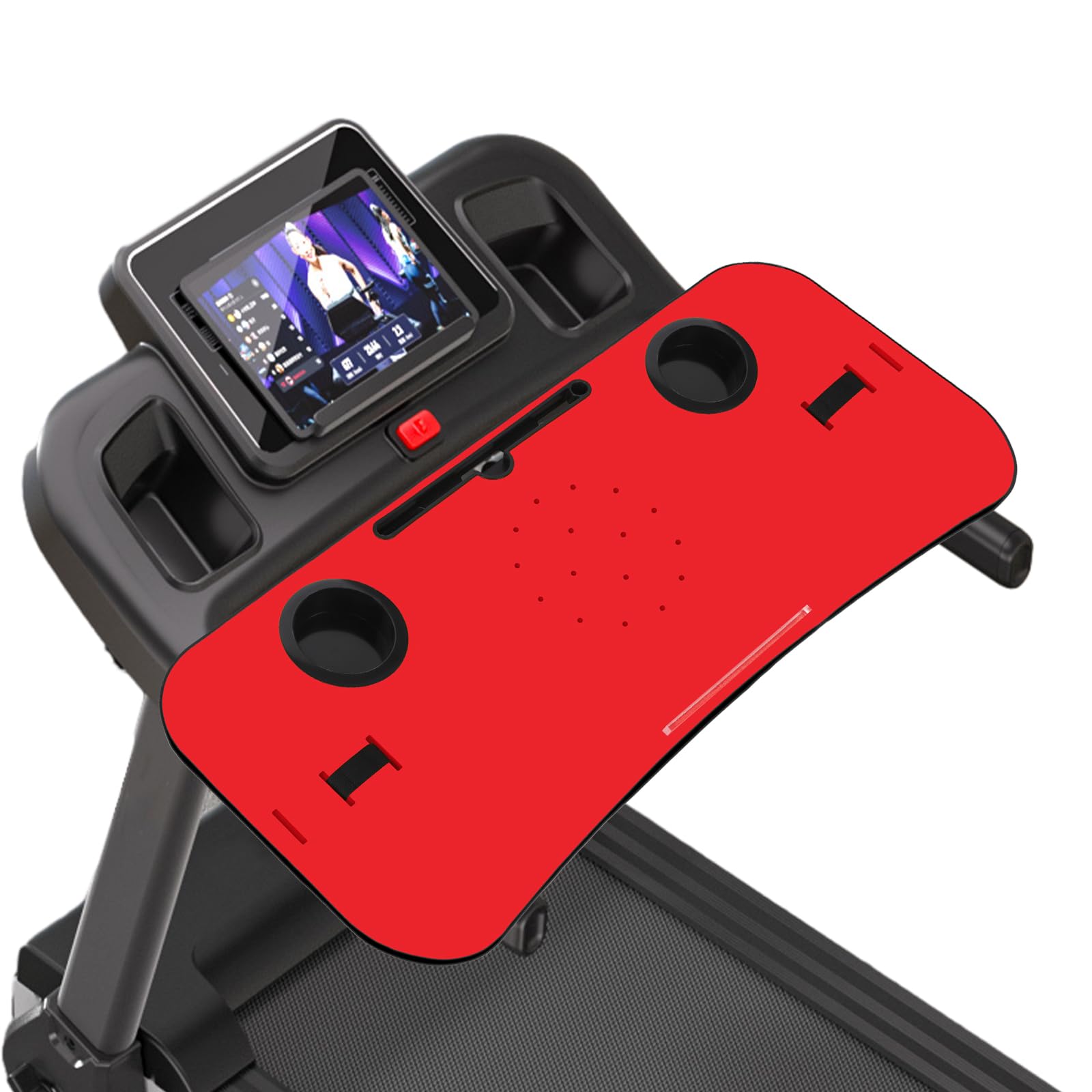 Qsxou Treadmill Desk Attachment, 36 Inches Tread Tray Workstation Handlebars Platform With Laptop Holder, Cup Tablet Holder, Erg