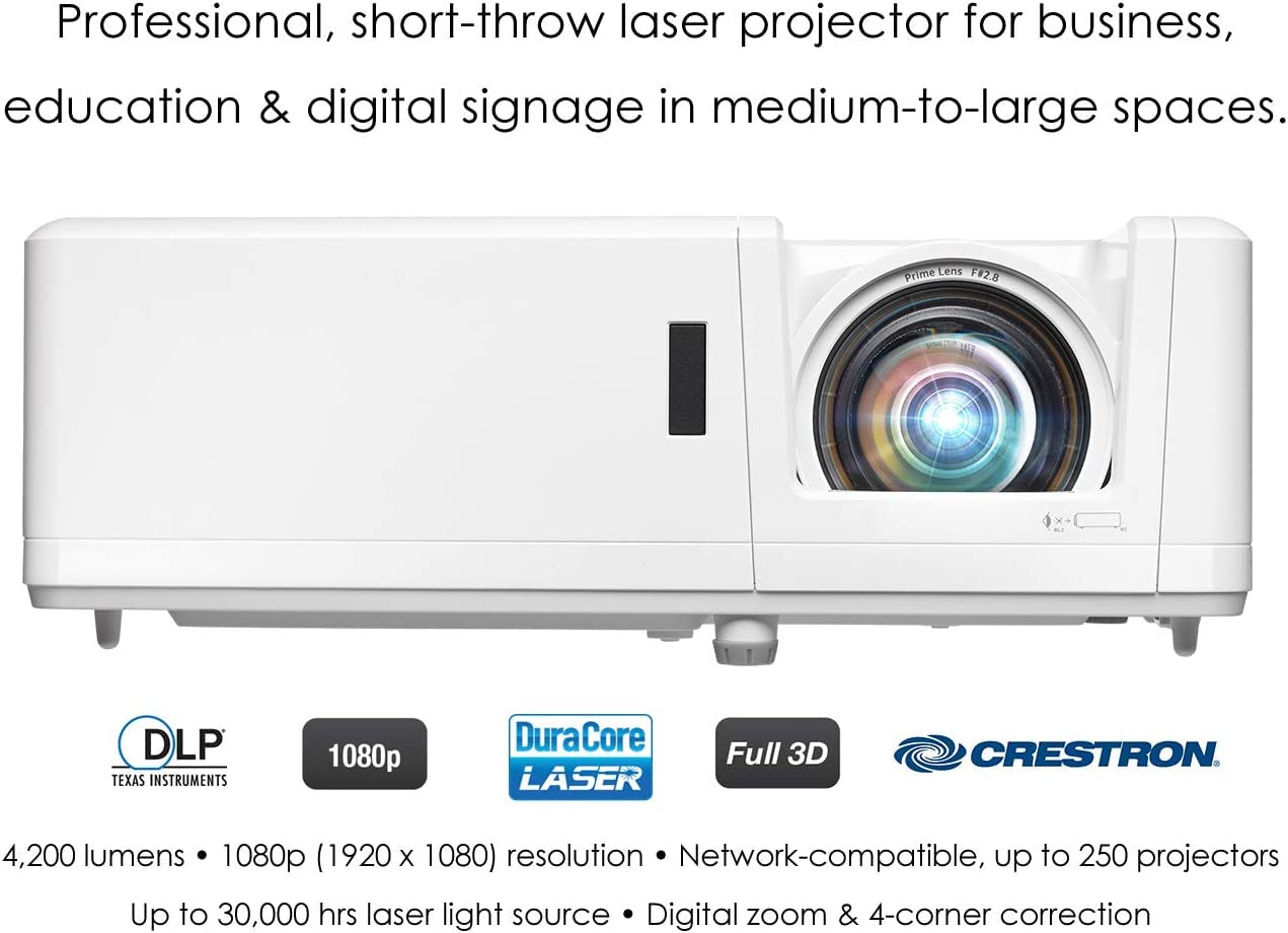 Optoma Zh406Stx Short Throw Full Hd Professional Laser Projector | Duracore Laser Technology | High Bright 4,200 Lumens | 4K Hdr