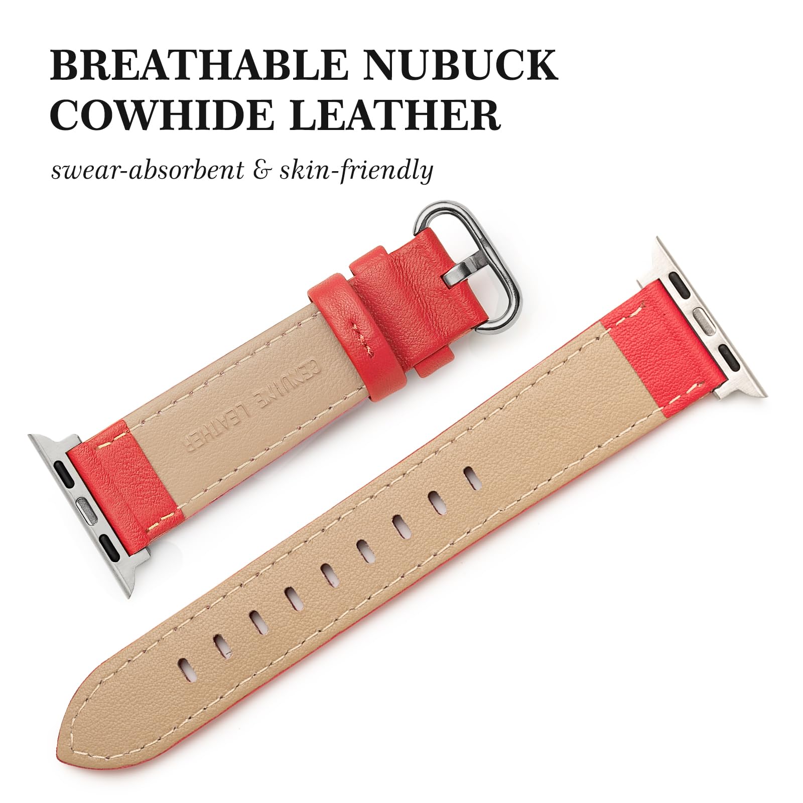 Swees Leather Bands Compatible With Apple Watch Bands 41Mm 40Mm 38Mm Women Men, Genuine Leather Bands Replacement Strap For Appl