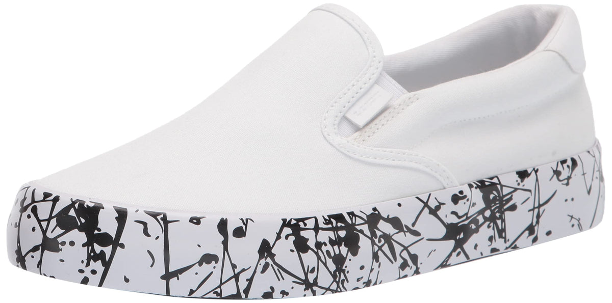 Lugz Womens Clipper Classic Slip On Fashion Sneaker, Whiteblack Splatter, 75