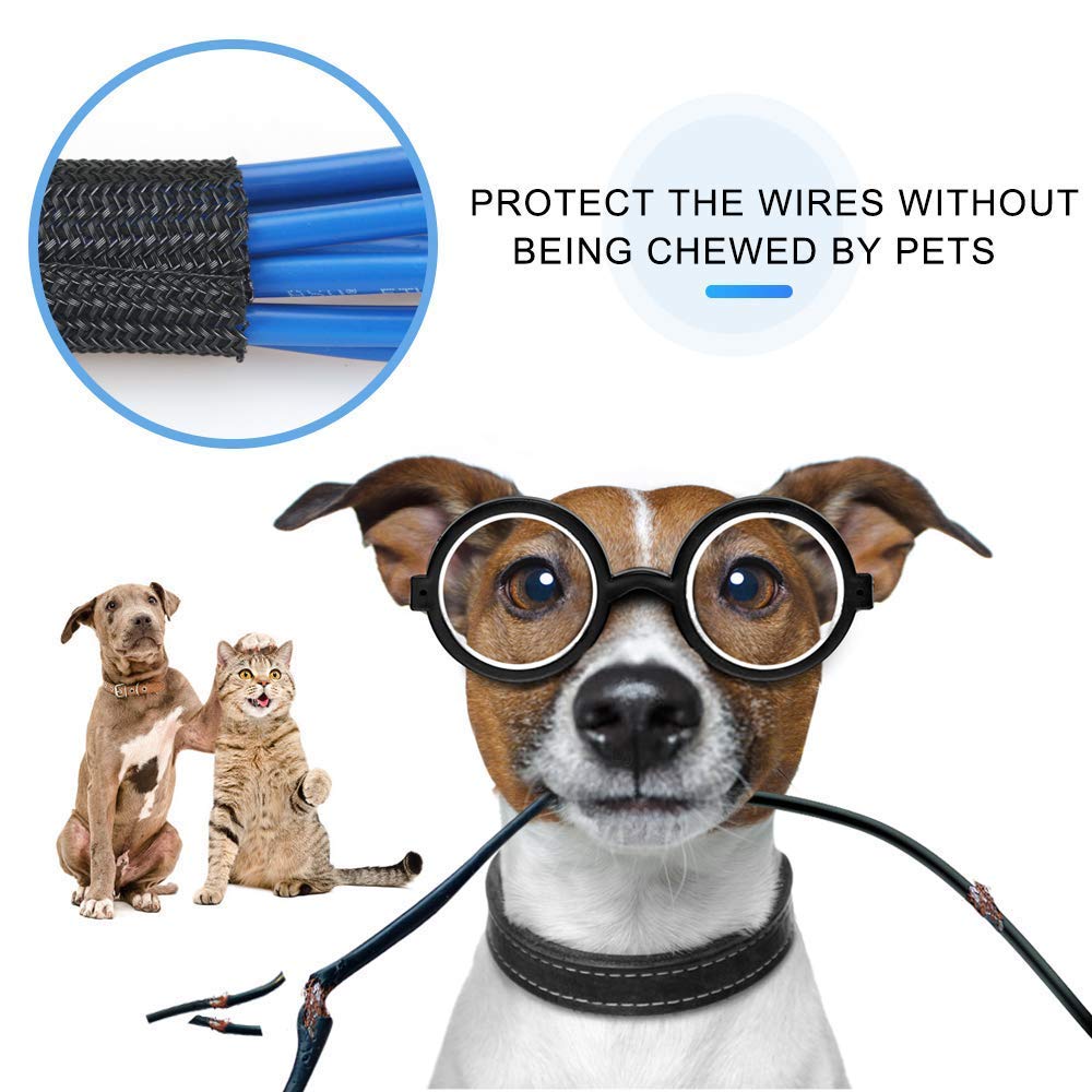 Agptek Cable Management Sleeve Cover 10Ft   4/5 Inch, Cord Management System For Desk Pc Tv Computer Projector Wires Protection