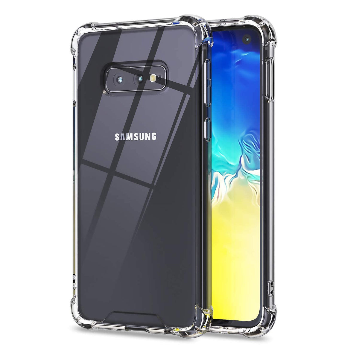 Kiomy Clear Case For Samsung Galaxy S10E, Shockproof Bumper Protective Cover With Airbags Corners Hybrid Design Hard Pc Back Wit