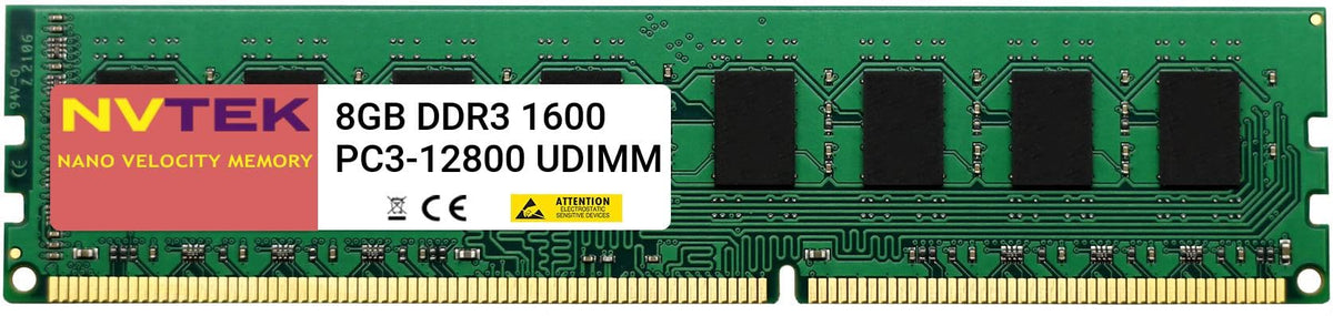 Nvtek 8Gb (1X8Gb) Ddr3 1600Mhz Pc3-12800 Udimm 2Rx8 1.35V 240-Pin Non-Ecc Unbuffered Desktop Pc Computer Memory