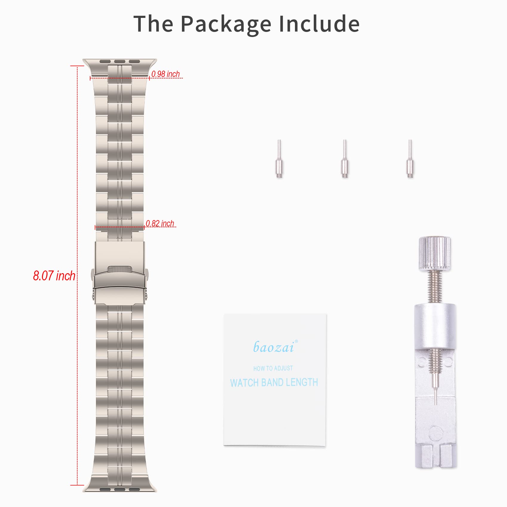 Baozai Titanium Band Compatible With Apple Watch Band 49Mm 45Mm 44Mm 42Mm, Titanium Sports Band For Apple Watch Ultra 2/Ultra Se