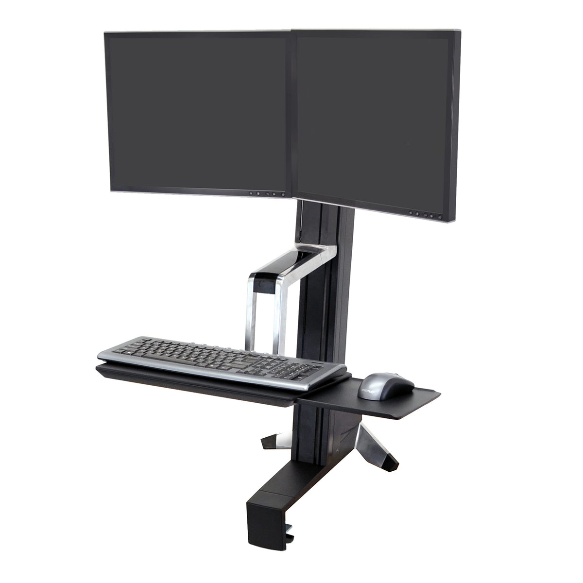 Ergotron � WorkFit S Dual Monitor Standing Desk Converter, Sit Stand Workstation for Tabletops � No Worksurface, Black