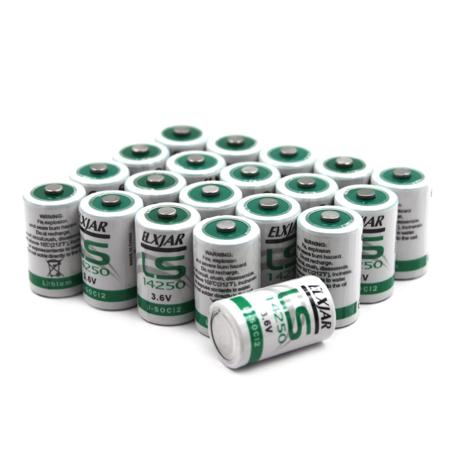 elxjar (20-Pack) 3.6V 1/2AA LS14250 Lithium for SAFT Water Meter Electricity Meter Gas