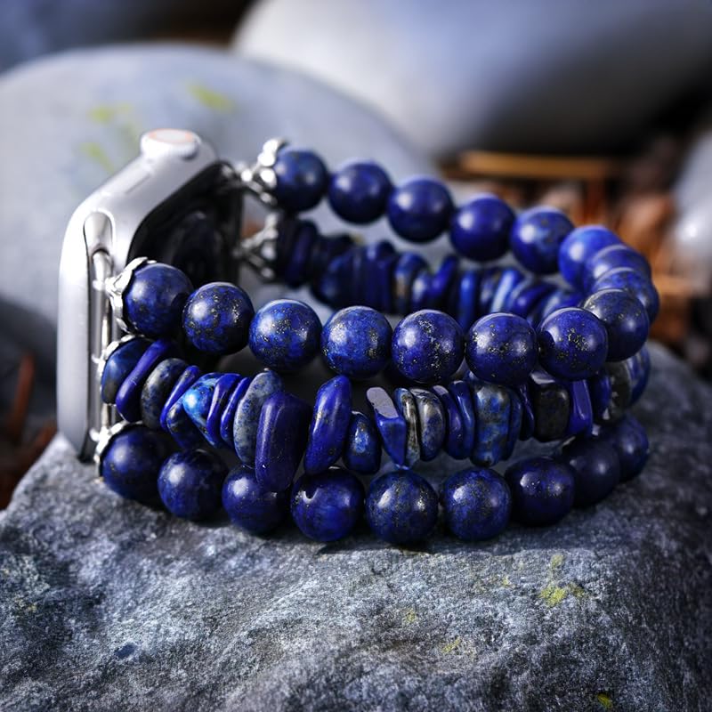 Cape Diablo Smart Watch Band For Women - Handmade Gemstone Strap - Compatible With 38Mm-45Mm Apple Faces (Ocean Sapphire, Small