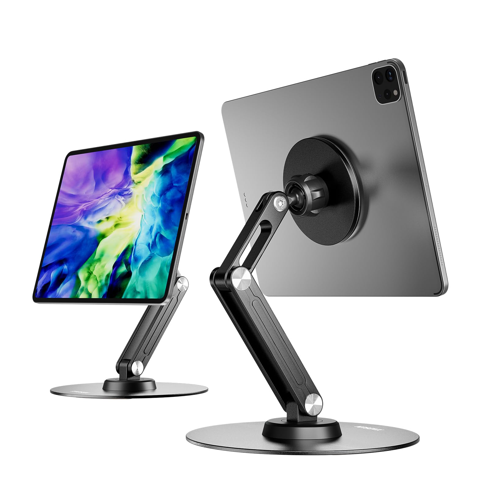 Xaosun Tablet Stand Magnetic For Desk Multi Angle Adjustable Foldable Tablet Holder,Metal 360Rotation,Home Office Accessories,Bl