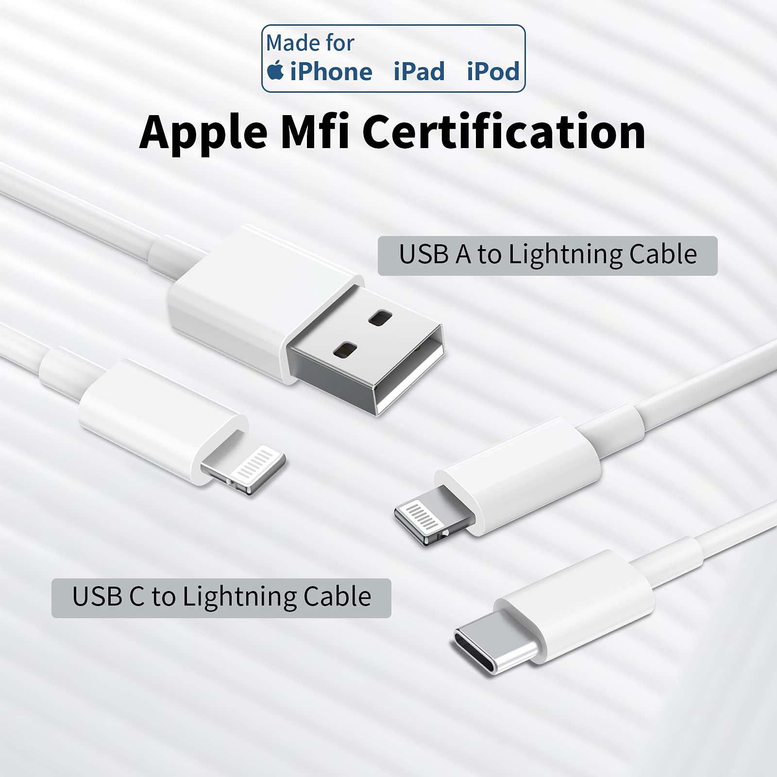 Iphone Fast Charger, [Apple Mfi Certified] Esbeecables 20W Dual Port Pd3.0 Usb-C + Qc3.0 Usb-A Rapid Wall Charger With 2X 6Ft Li