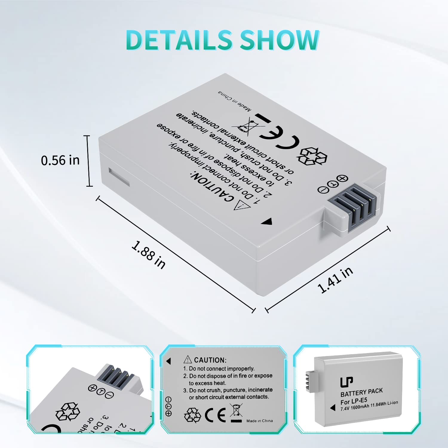 Lp E5 Battery Pack, 2 Pack 1600Mah Battery Compatible With Canon Eos Rebel Xs, Rebel T1I, Rebel Xsi, 1000D, 500D, 450D, Kiss X3,