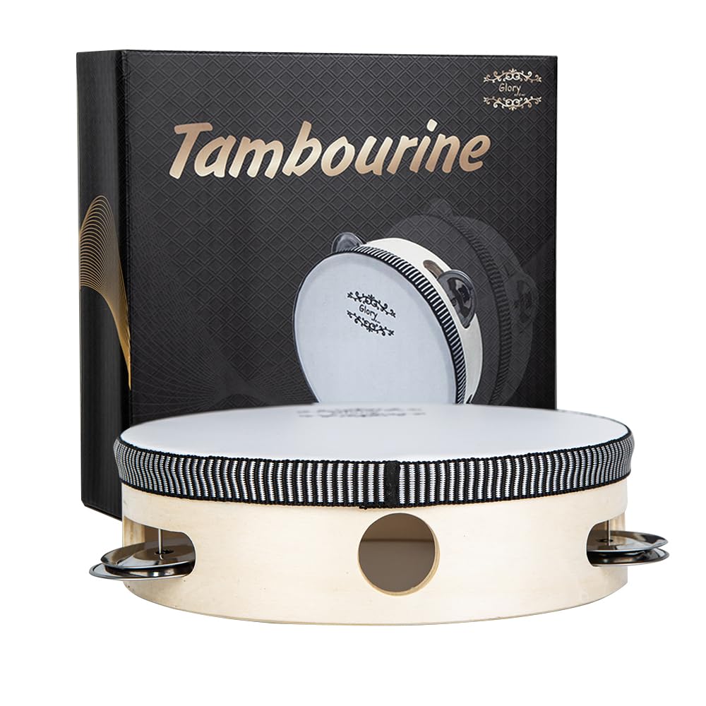 Glory Hand Held Tambourine Drum 8 Inch Bell Birch Metal Jingles Percussion Gift Musical Educational Drum Instrument For Ktv Part