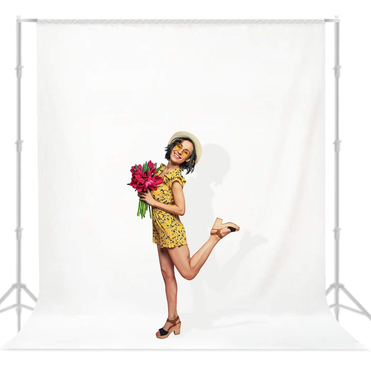 Julius Studio 9 Ft X 15 Ft White Chromakey Photo Video Studio Fabric Backdrop, Background Screen, Pure White Muslin, Photography