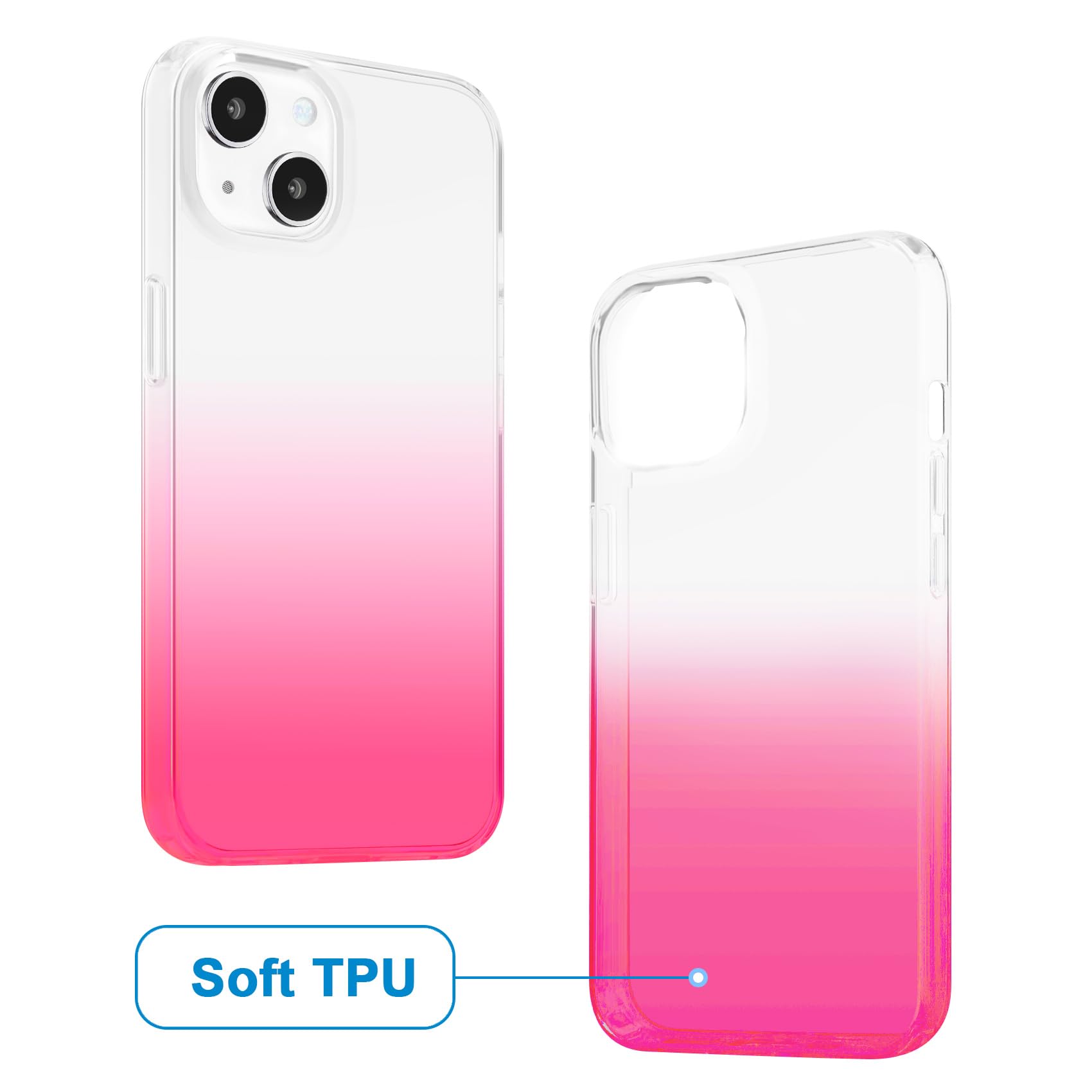 Jjgoo Compatible With Iphone 13 Case Clear Soft Transparent Shockproof Protective Slim Thin Bumper Phone Cover, Gradient Pink
