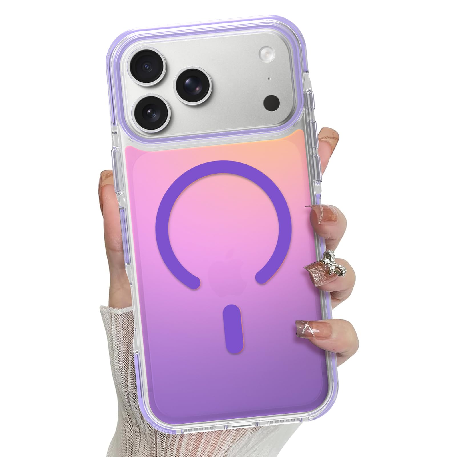 Bonoma for iPhone 17 Pro Max Case 2025 Magnetic ?Support for Magsafe? Bling Glitter Laser Iridescent Camera Protector Shockproof