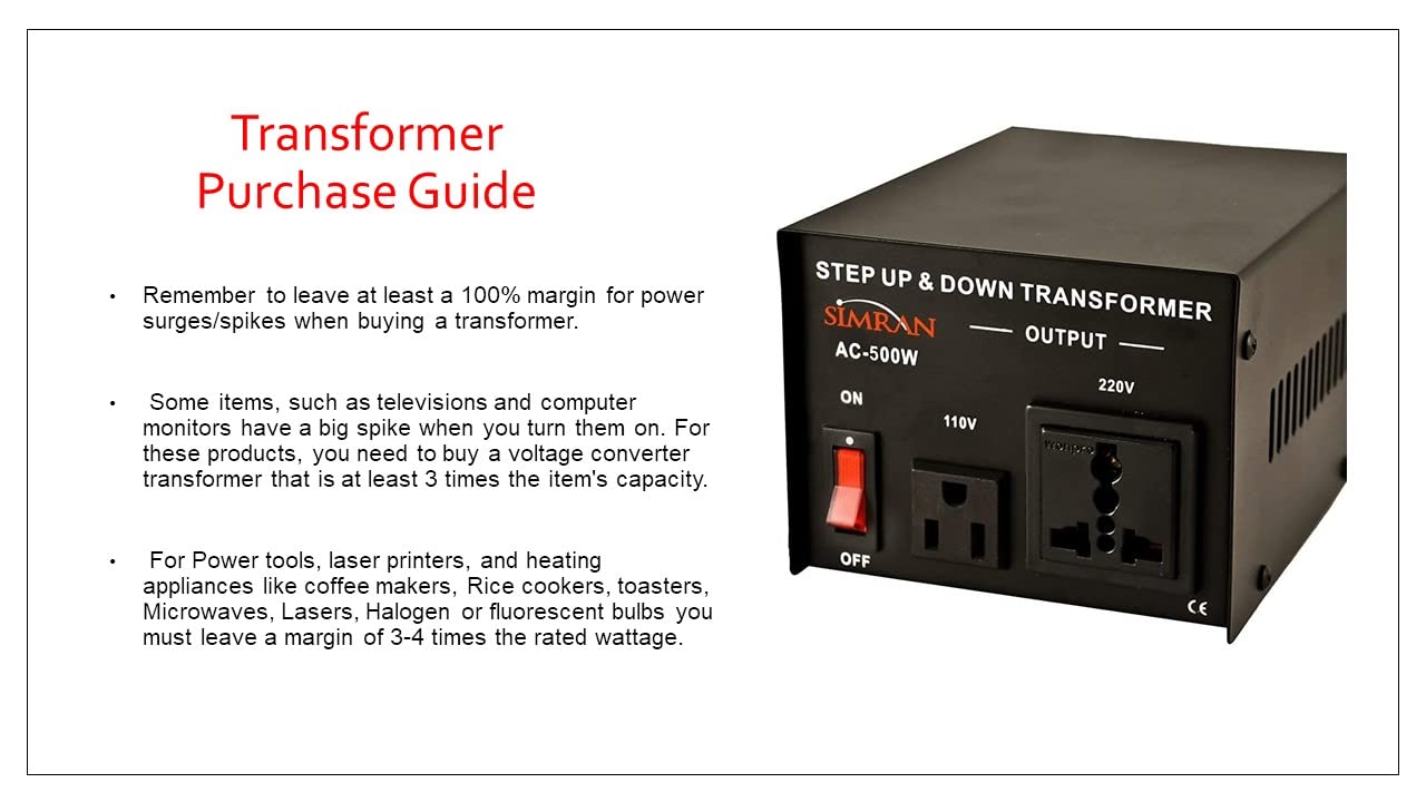 Simran Ac 500 110 To 220 Voltage Power Converter Step Up Down Transformer, 500 Watt, Black