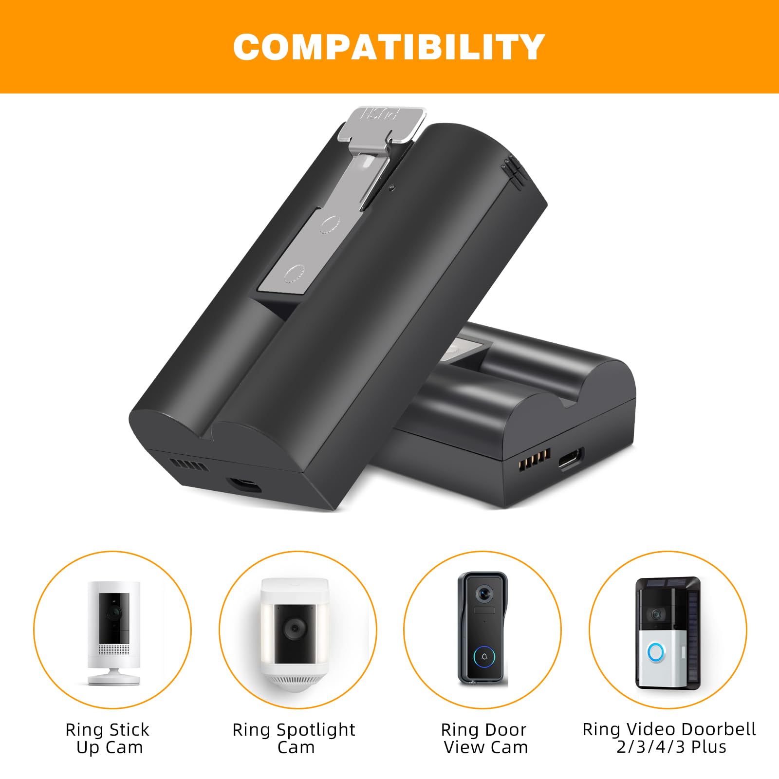 Rdsj 1 Pack Replacement V4 Battery For Ring Video Doorbell 1/2/3/3Plus/4, Spotlight Camera And Stick Up Camera, Rechargeable Upg