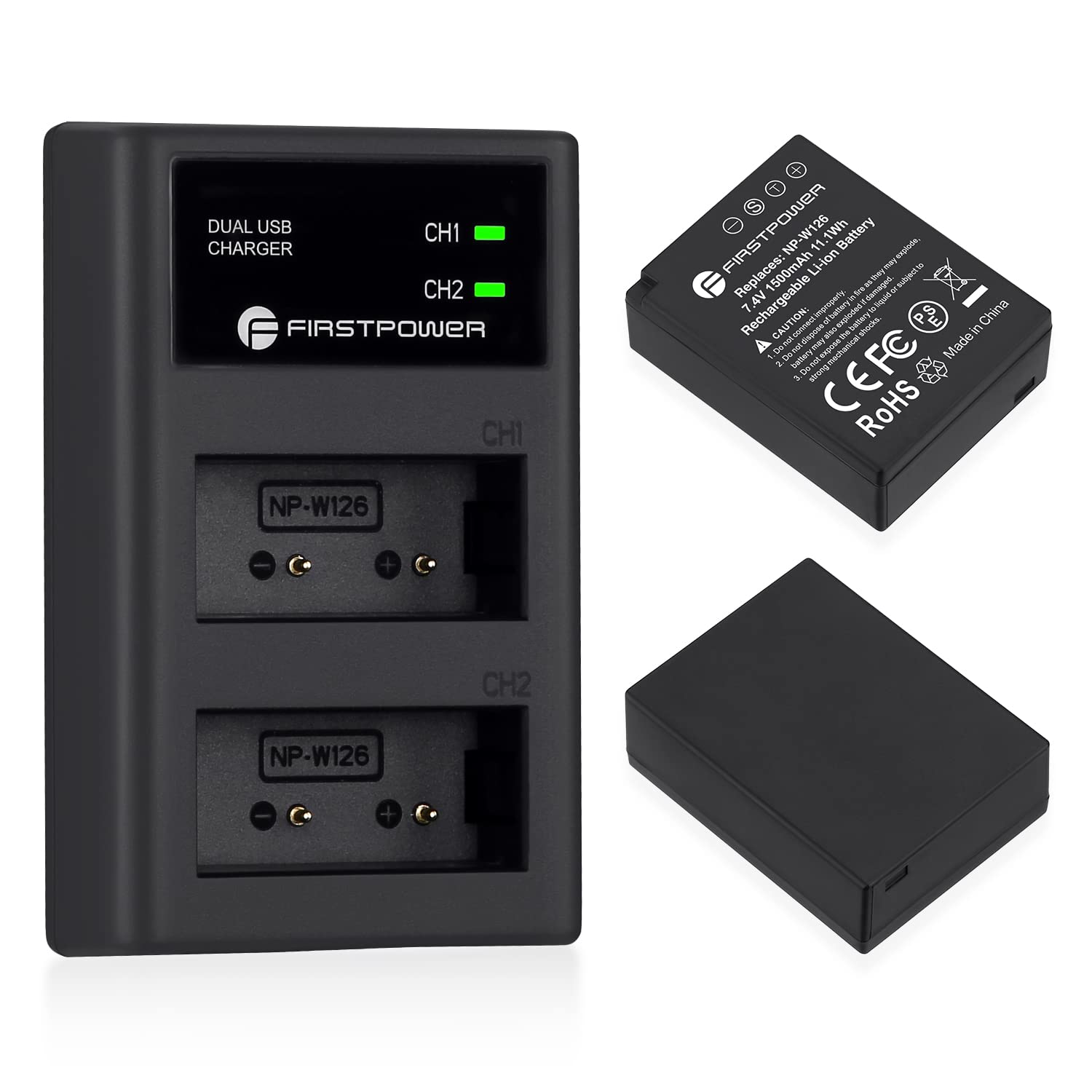 Firstpower Np W126 Np W126S Battery (2 Pack) And Usb Dual Charger For Fujifilm X100V, X100F, X A5, X A10, X E4, X Pro2, X Pro3,