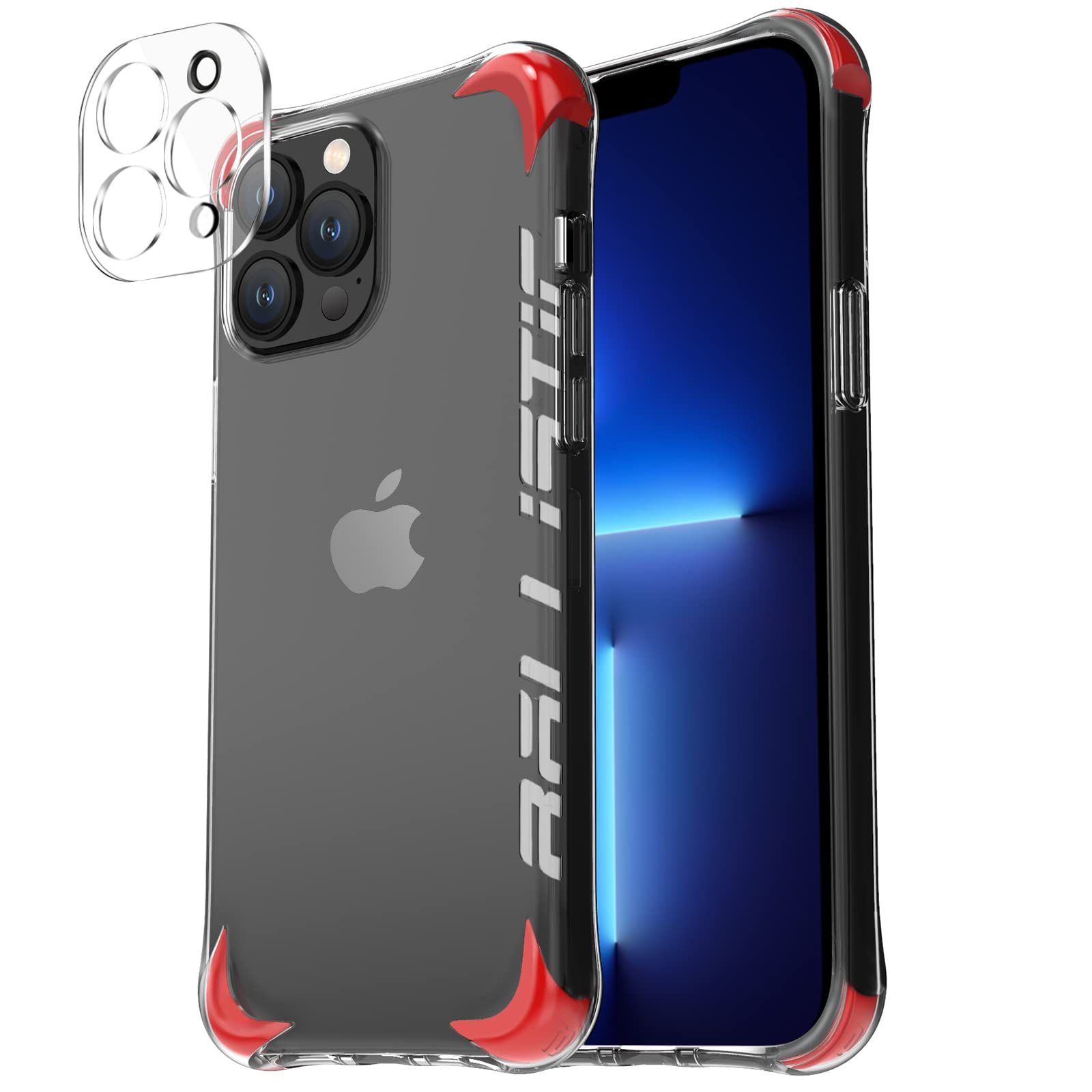 Ballistic Clear Case Compatible with iPhone 13 Pro Max Case (ONLY), with 1  Camera Lens Protector, 2 Sets  Against Drop Corners,