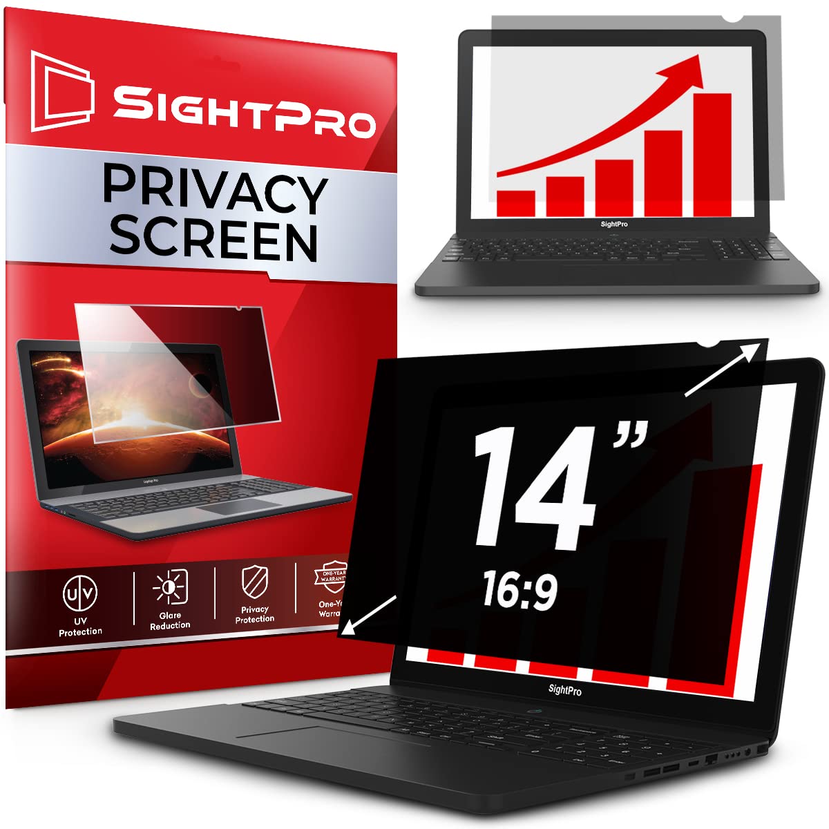 Sightpro 14 Inch 16:9 Laptop Privacy Screen Filter   Computer Monitor Privacy Shield And Anti Glare Protector