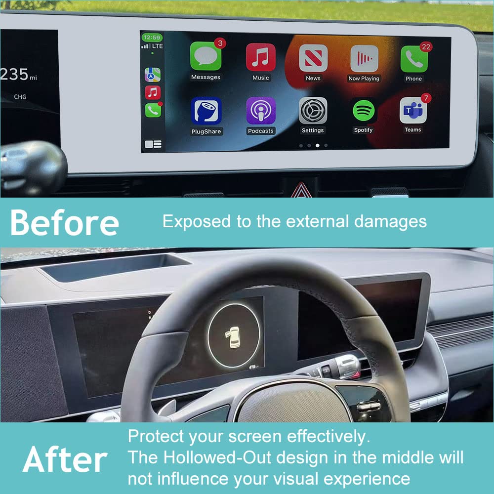 Bestevmod For Ioniq5 Screen Bezel Protector Accessories,Navigation Touchscreen Screen Brezel Compatible With Hyundai Ioniq 5 2022 2023 2024 Accessories (Upgraded Matte Black Bezel Only)