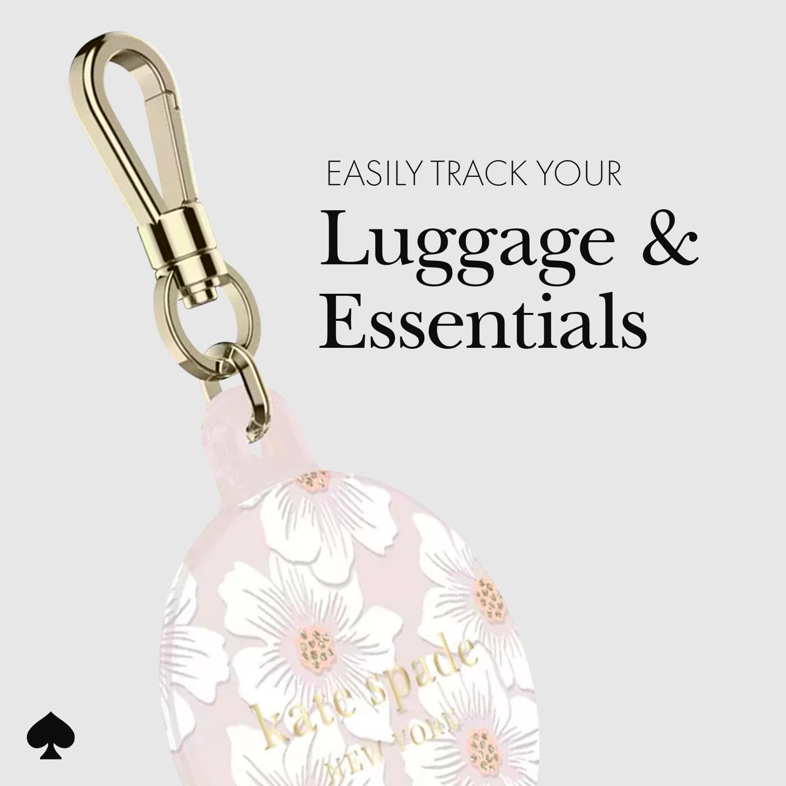 Kate Spade New York Airtag Holder With Gold Ring Clip   Protective Case For Apple Airtag   Hollyhock Cream