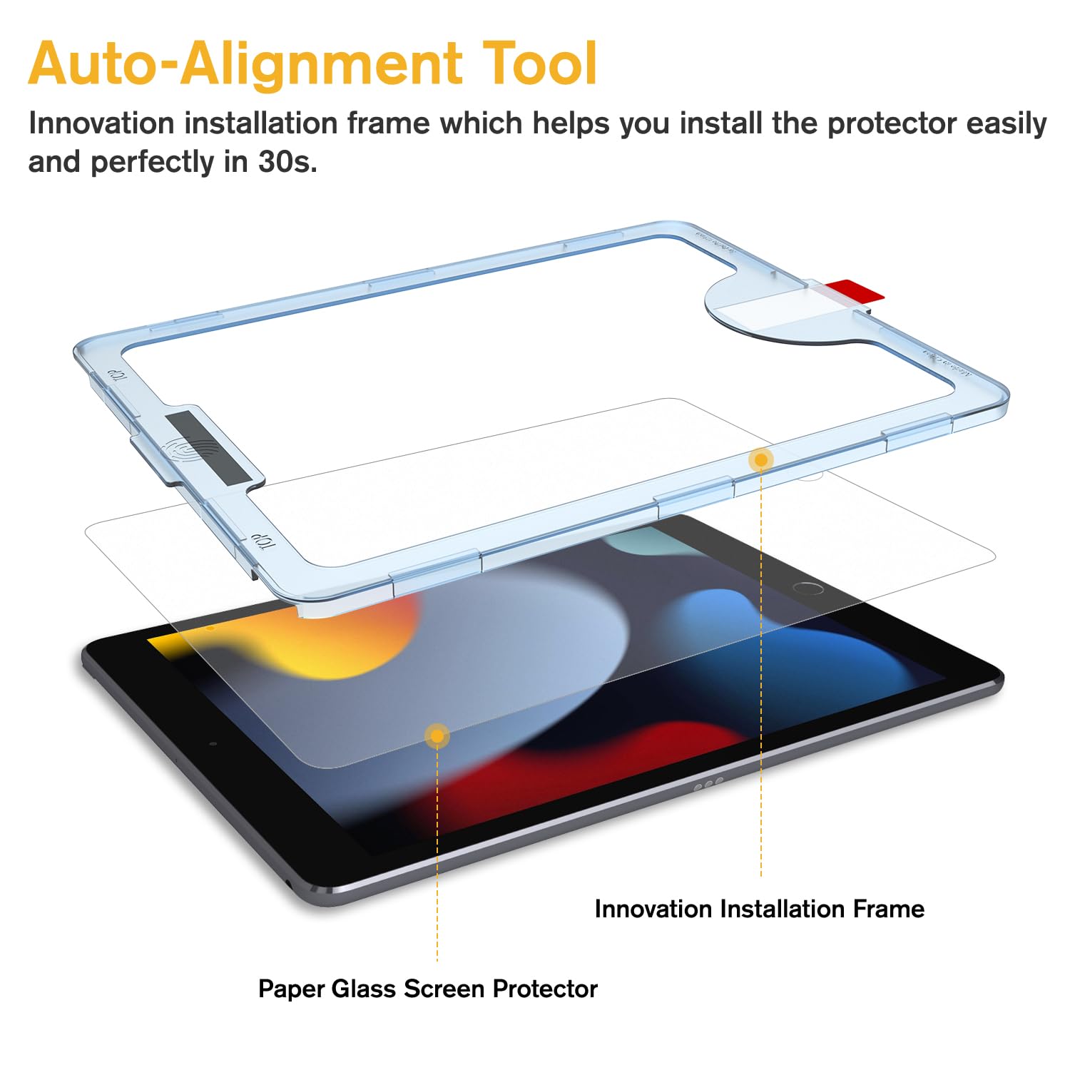 Hocents. Paperfeel Glass Screen Protector Compatible With Ipad 9Th/8Th/7Th Generation 10.2 Inch [Auto Alignment Tool] [Ez Kit] [