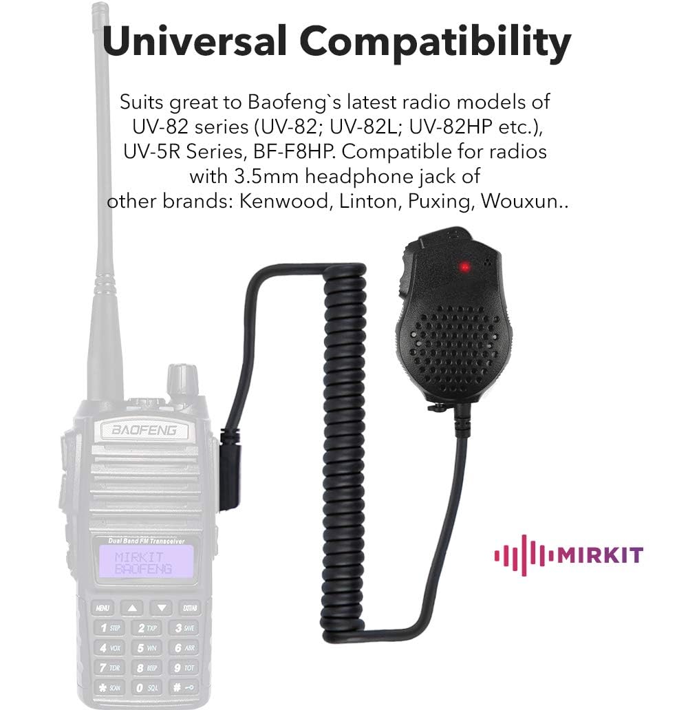 Original Baofeng Mic For Uv 82 Speaker Mic Compatible With Baofeng Radios: Uv 82Hp, Uv 82L, Uv 5R Series And All Ham Radio Dual Ptt Design With K2 Plug