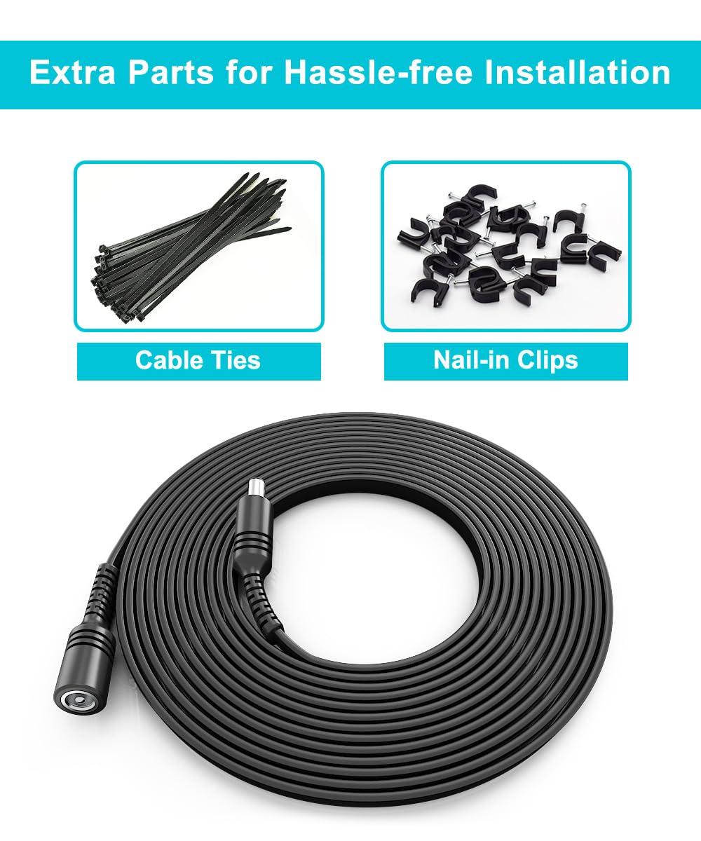 Basesailor 12V Dc Extension Cable 20Ft 2 Pack,5V 9V 24V 2.1Mm X 5.5Mm 5521 Power Supply Adapter Long Flat Extender Cord,Female T