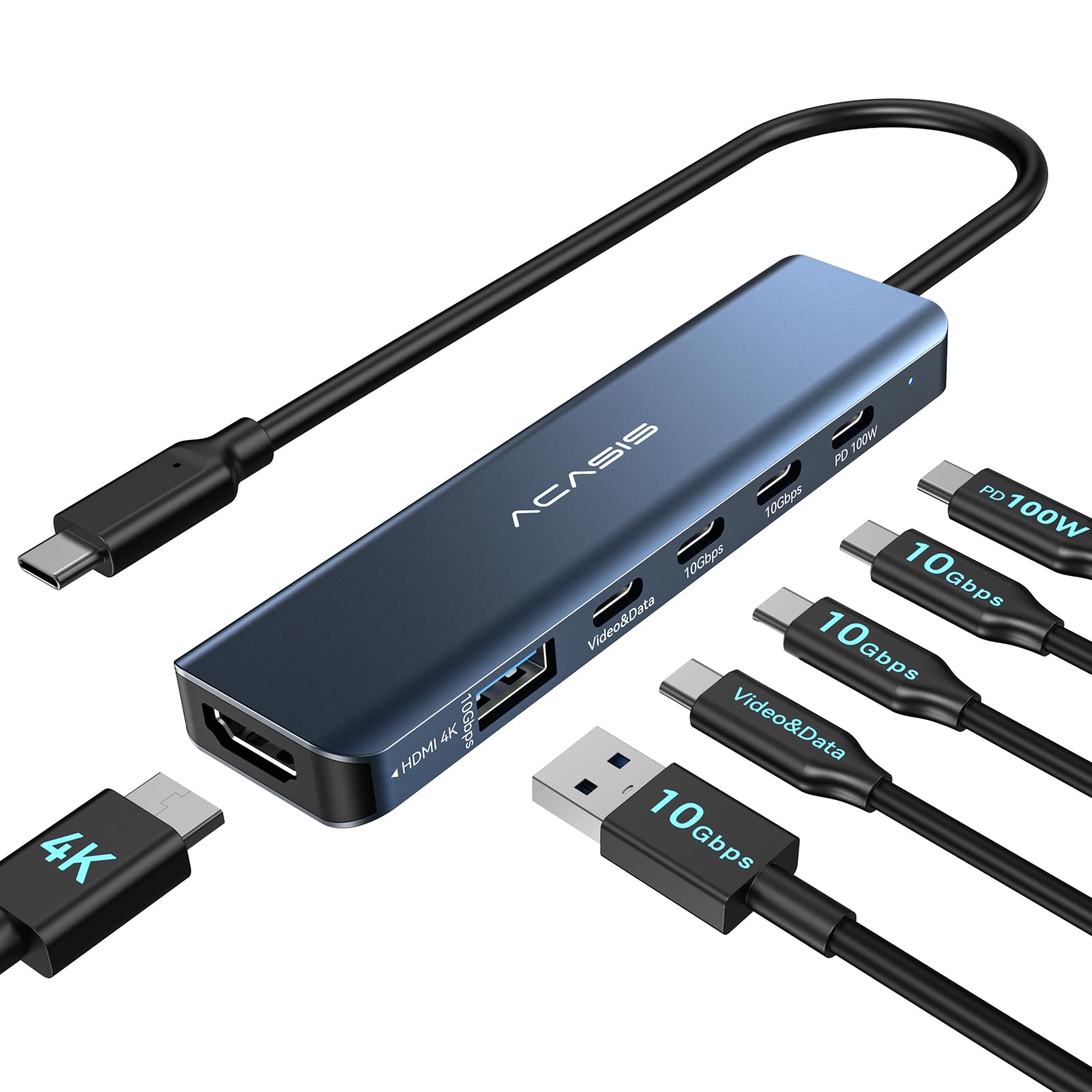 Acasis Usb C Docking Station Dual Monitor 4K@60Hz, Usb C Hub 10Gbps With 1Xhdmi, 1Xusb C Video Output For Portable Monitor, 3Xus