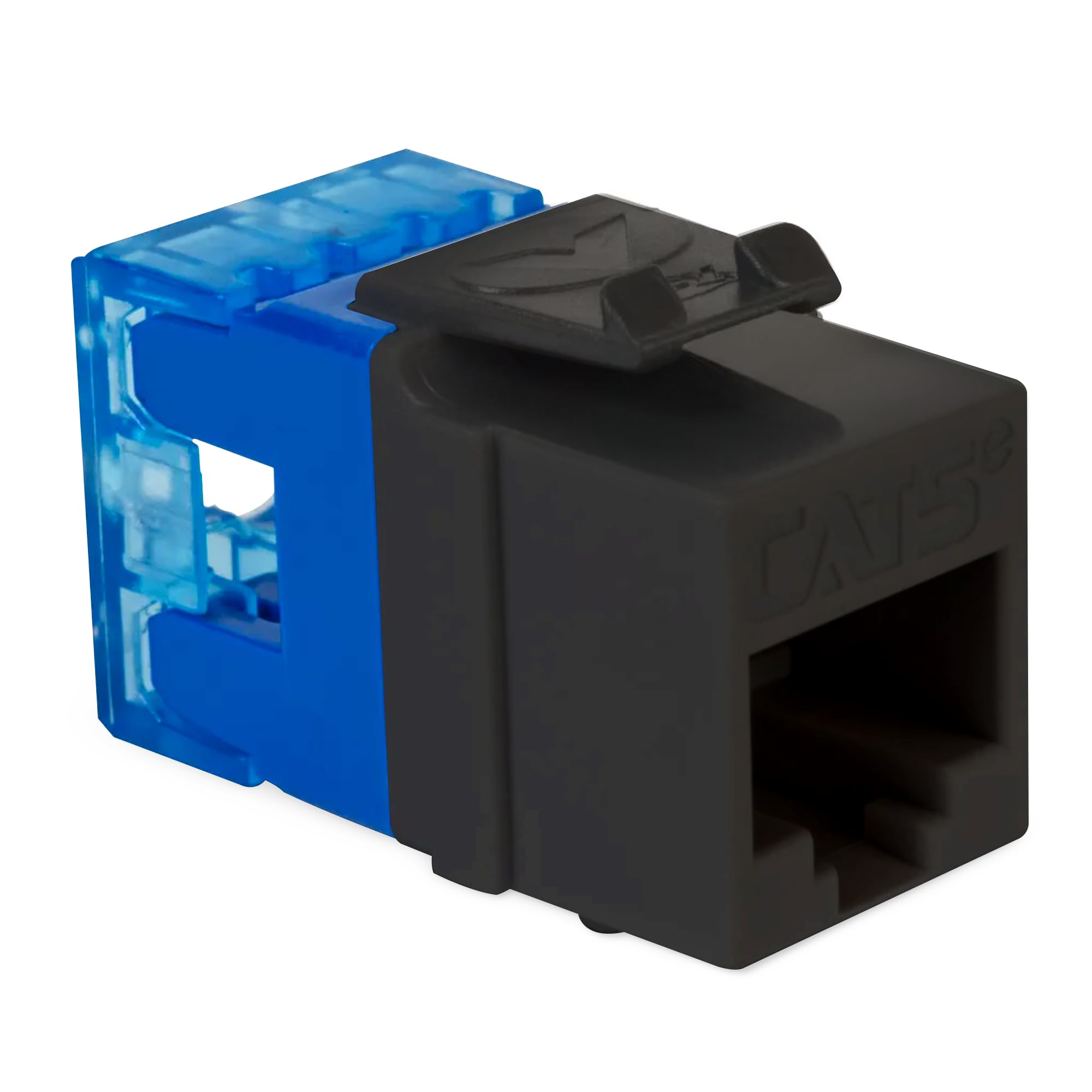 ICC CAT5e Keystone Jack with Slim Profile 180 Degree Punch Down, RJ45 UL Listed PoE++ TAA VoIP Compliant for Wall Plate or Patch Panel, Works with JackEasy Termination Tool, Black