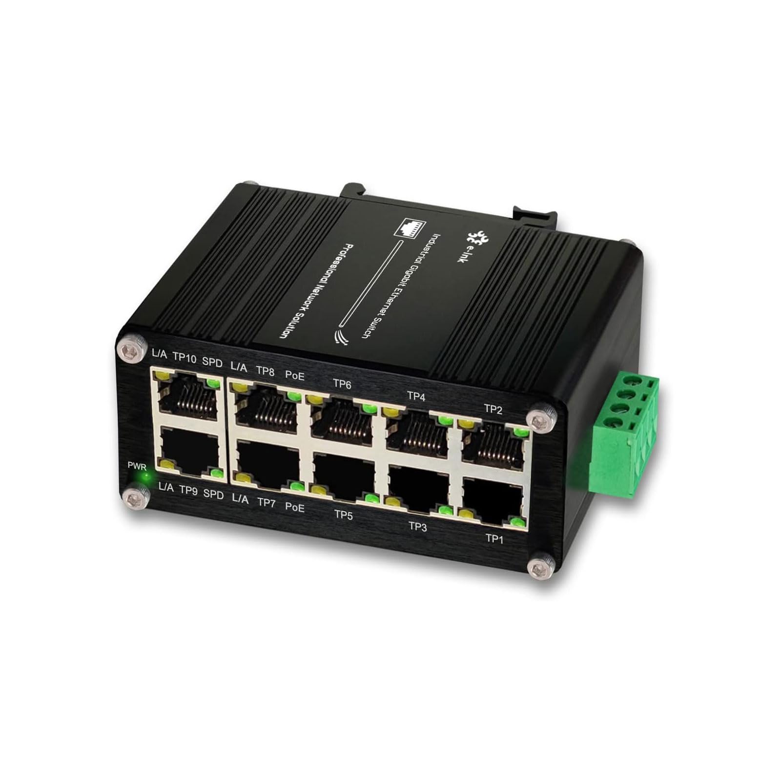 Industrial 8 Port 10/100/1000T 802.3At Poe+ 2 Port Compact Ethernet Switch, 10 Ports Mini Din Rail Mount Ethernet Switch, 48 57V