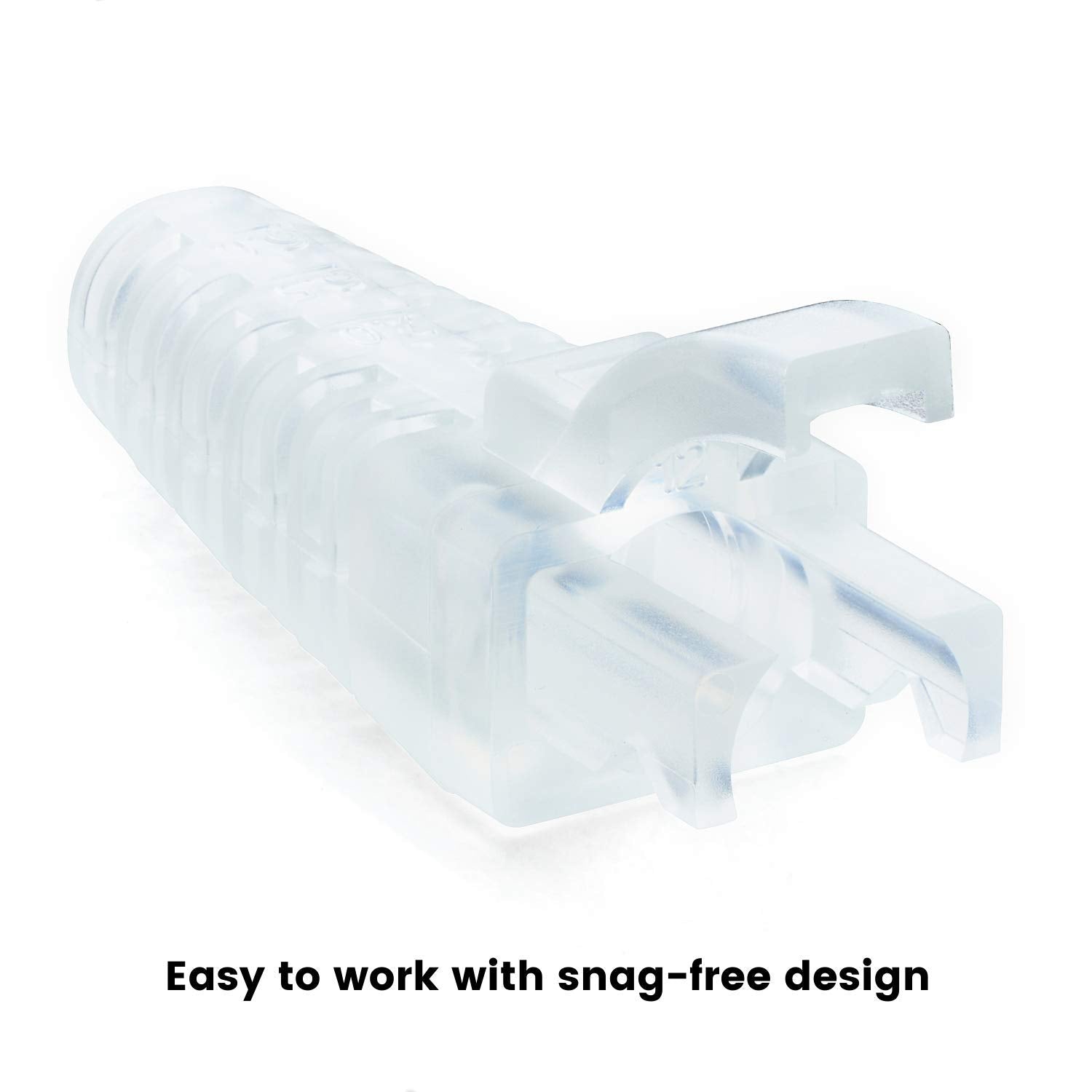 Truecable Rj45 Strain Relief Boots, Small 5.5 To 7.0Mm Cut To Fit Pvc Plug Cover, Transparent, 100 Pieces