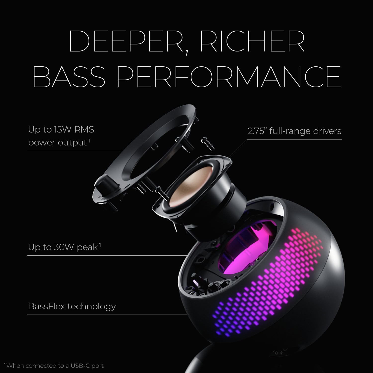 Creative Pebble X Plus 2.1 Usb-C Computer Speakers With Subwoofer And Customizable Rgb Lighting, Bluetooth 5.3, Usb Audio, Up To