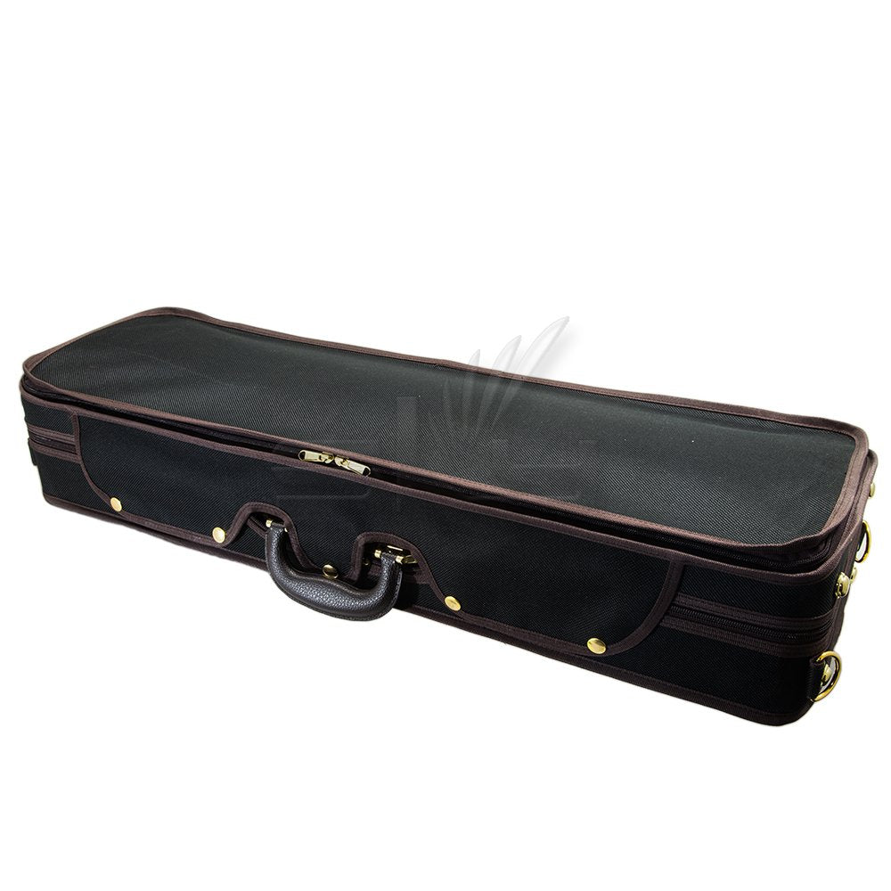 Paititi Ptvnqf28 4/4 Full Size Professional Oblong Shape Lightweight Violin Hard Case, Black/Brown