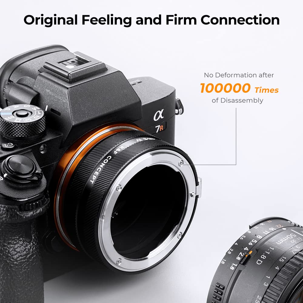 K&F Concept Lens Mount Adapter Nik Nex Iv Manual Focus Compatible With Nikon F Lens And Sony E Mount Camera Body