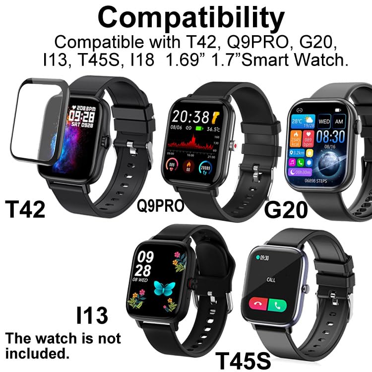 Smaate 3D Screen Protector 1.69    Or 1.7    Compatible With Emomir Id208Bt, Skg V7 V7 Pro, Laret I18, Boquaw P90, A Tgtga Y22 P