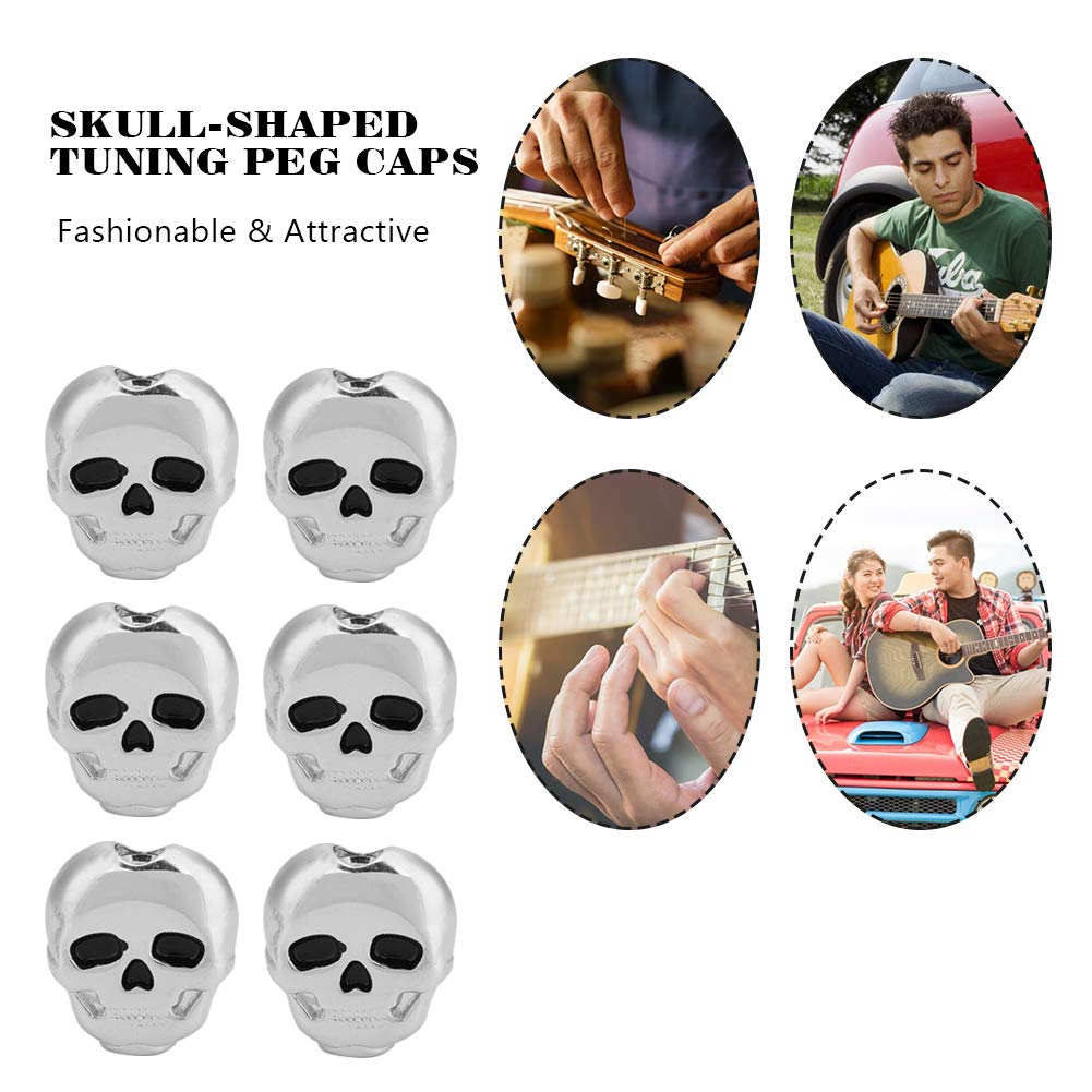 6Pcs Tuning Peg , Tuning Key Button Heads For Folk, Electric And Acoustic Guitar(Sliver)