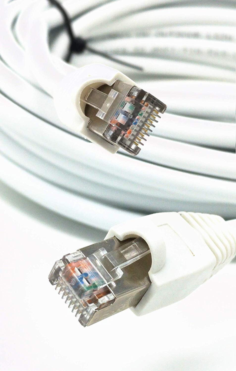 Ultra Spec Cables 100Ft White Cat5E Outdoor Waterproof Ethernet Cable Direct Burial