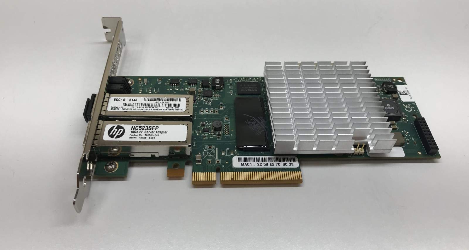 HP 593715 001 NC523SFP 10GB 2 Port Server Adapter   593717 B21, 593742 001