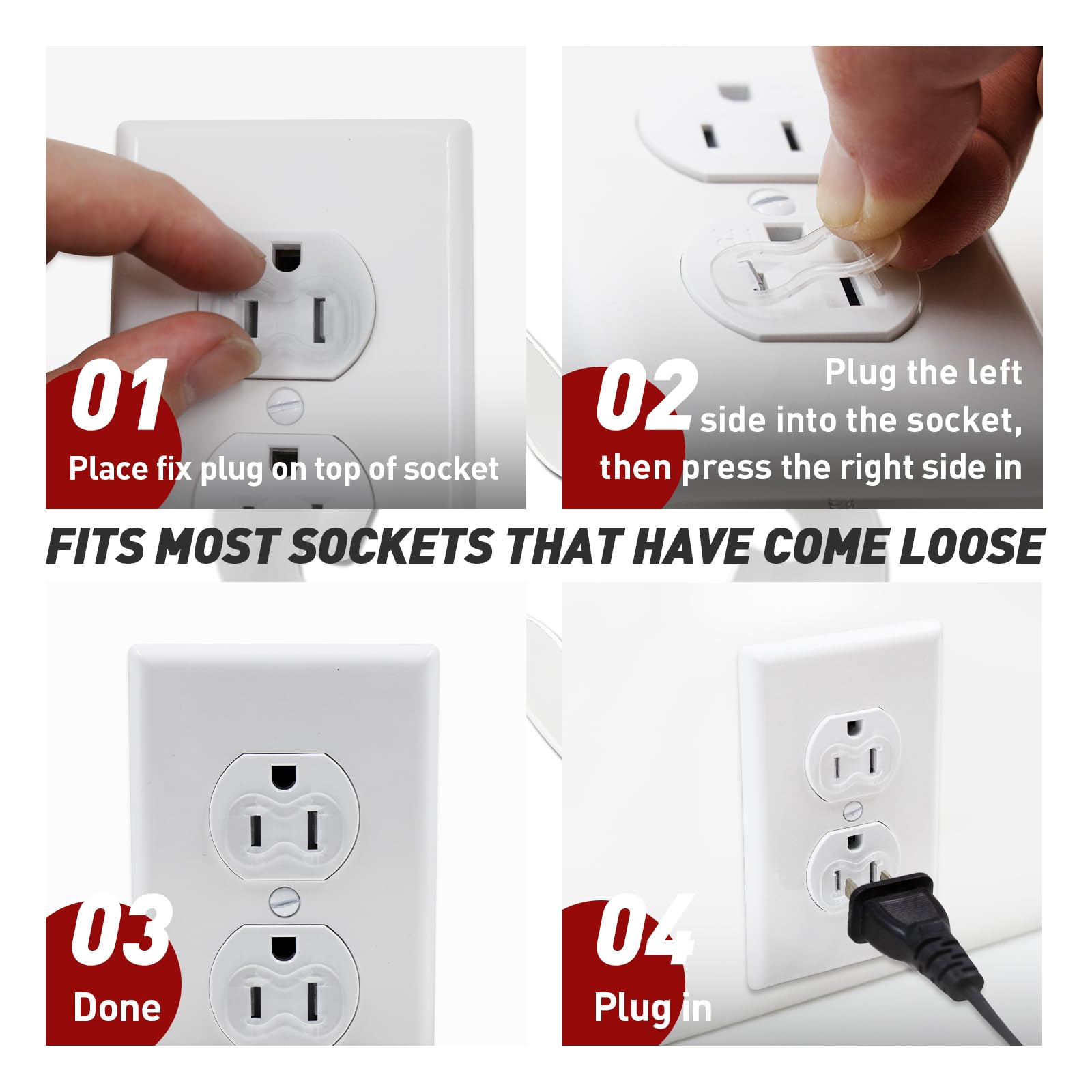 20 Pack Loose Outlet Fix Plug   Ensure Secure Connection For Power Plugs   Socket Extender Prevents Loose Socket Issues   Easily
