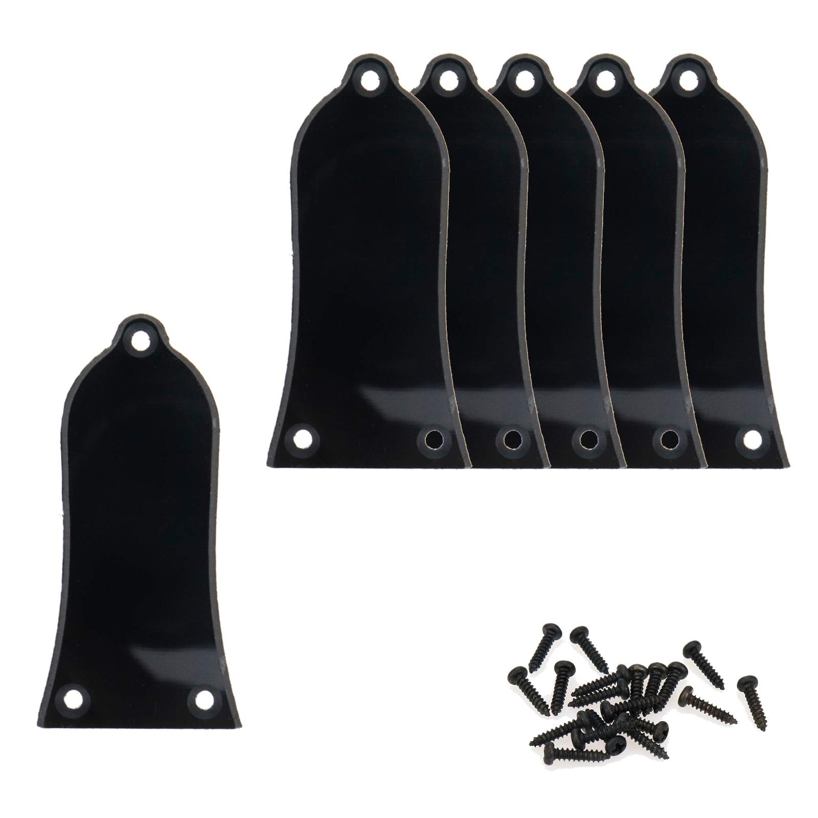 FarBoat 6Pcs Truss Rod Cover 2-Ply Blank Bell Shape PVC for Electric Gutiar with Screws