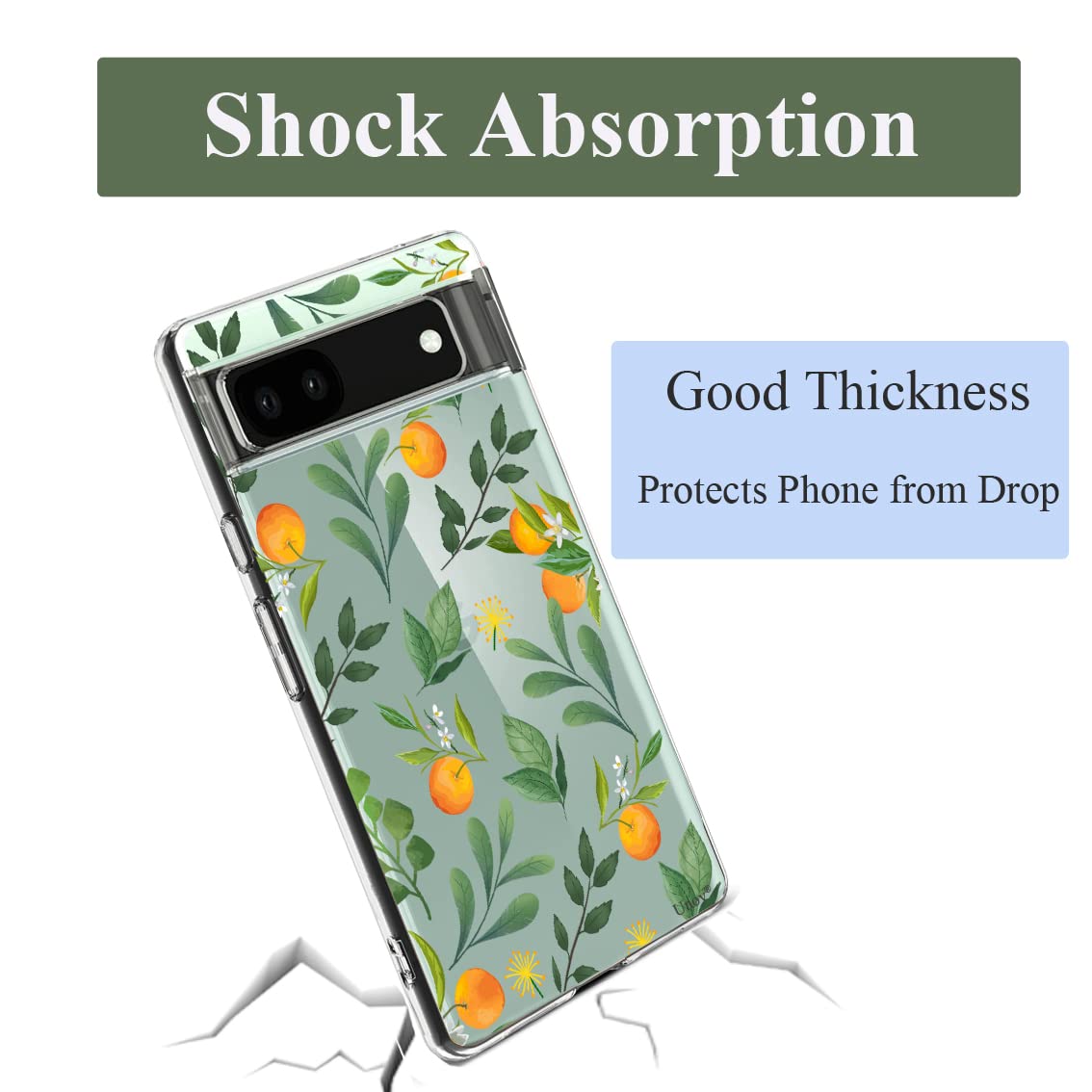 Unov Google Pixel 6a Phone Case Shock Absorption Embossed TPU Citrus Flavors 6.1 inch