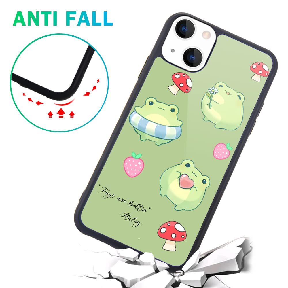 Maycari Compatible With Iphone 13 Case For Children Women Frog Strawberry Mushroom Design, Hard Back With Cute Animal Pattern So
